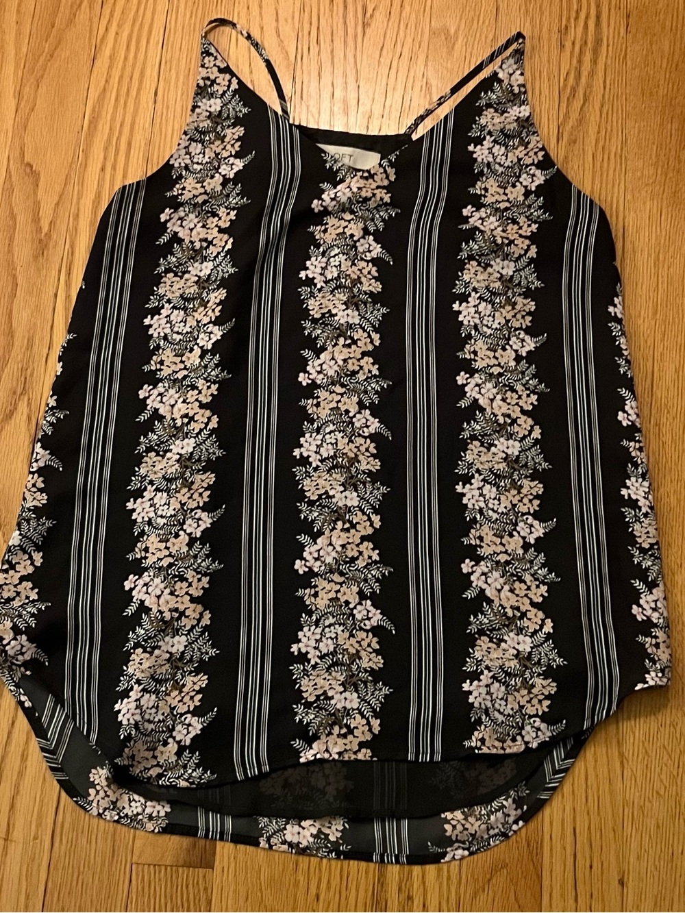 Loft Navy Floral Stripe Cami Tank Top